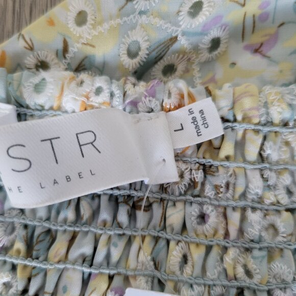 NWT ASTR the Label Tiered Eyelet Green Multifloral Summer Maxi Dress Sz Large - Picture 9 of 14